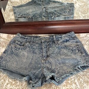 Free People Denim Paisley Jean Shorts